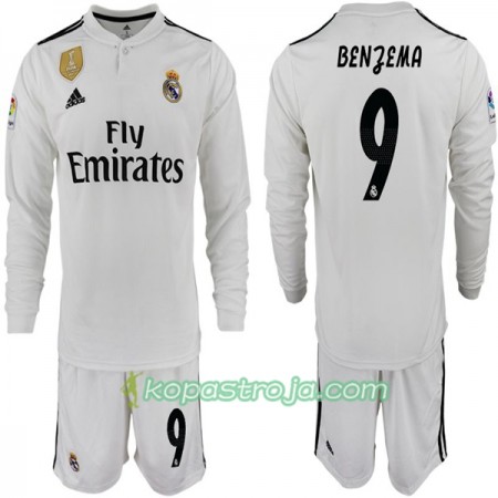 Billiga Fotbollströjor Real Madrid BENZEMA 11 Barn Hemma tröja 2018/19 Långärmad